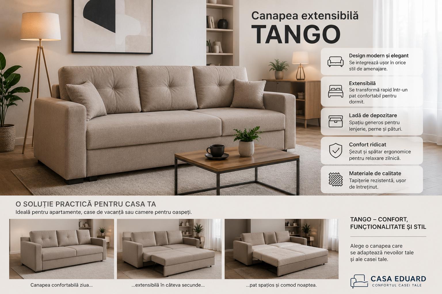 De ce să alegi o canapea extensibilă Tango pentru livingul tău